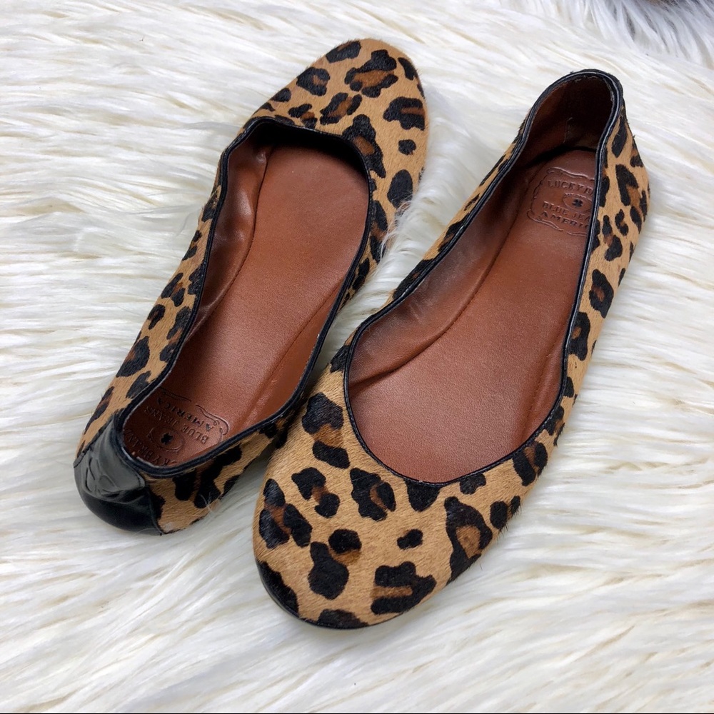 [Lucky Brand] Cheetah Print Leather Hide Flats - Picture 2 of 8